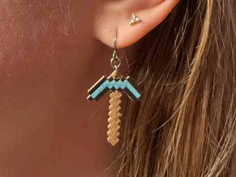 Minecraft Pickaxe Keychain or Earrings