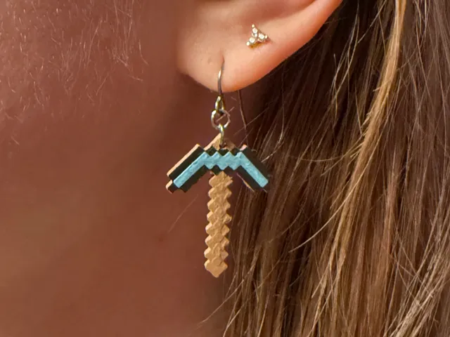 Minecraft Pickaxe Keychain or Earrings