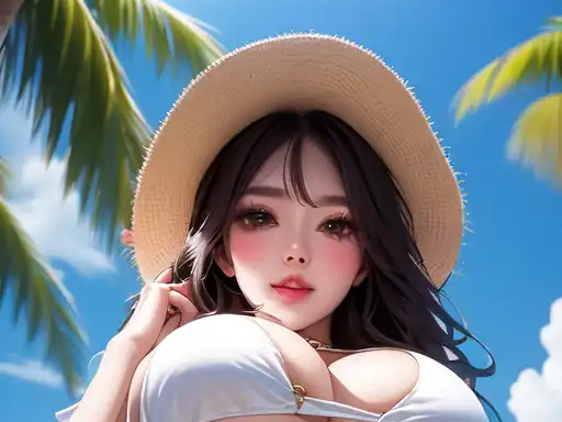 Sexy Anime Figur mit Strohhut