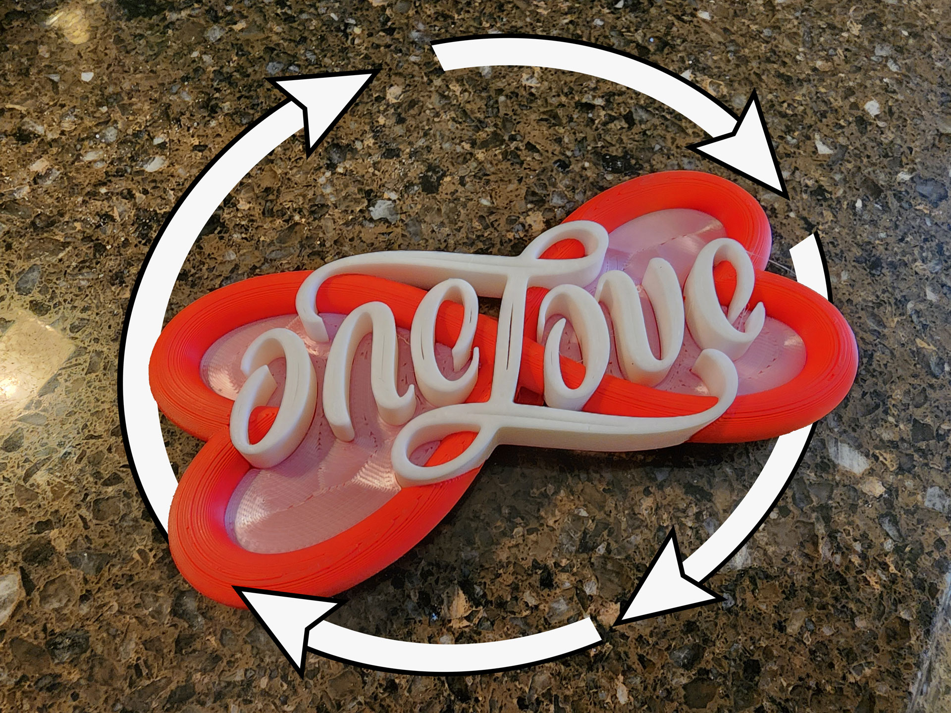 One Love — 3D Ambigram Valentine Decor