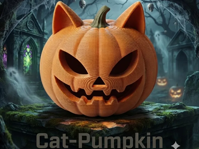 Halloween Cat Pumpkin 3D