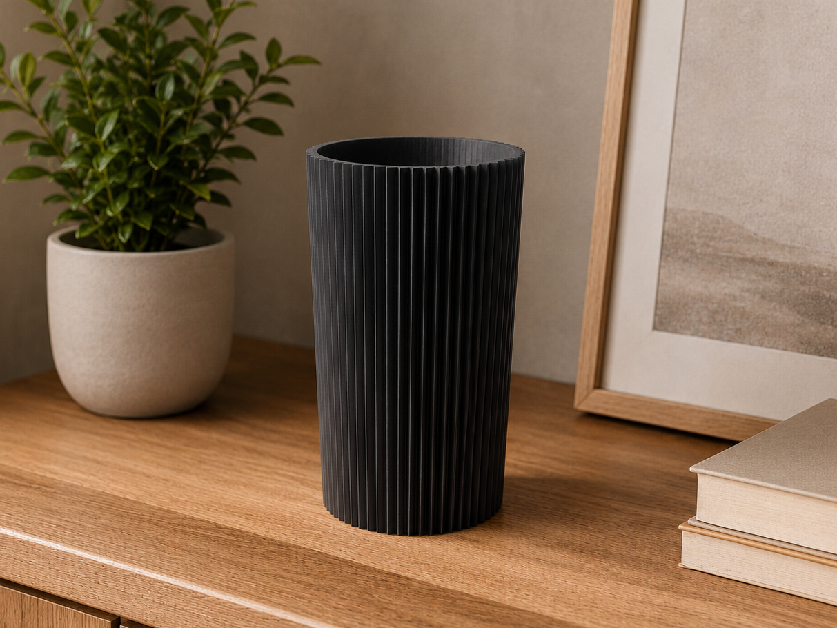 Modern Geometric Ribbed Vase