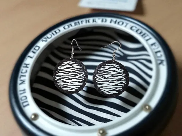 Zebra in a round earrings