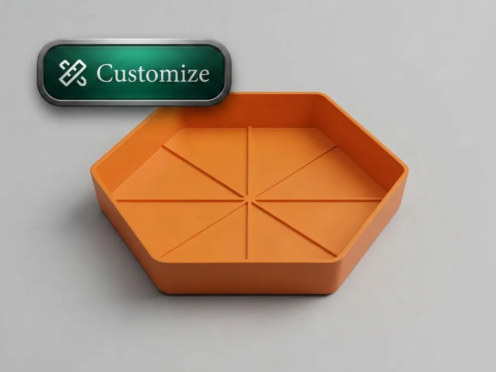 Bandeja organizadora: Parametric Plant Saucer | Customizer Round/Sq/Hex. Referencia del modelo original.