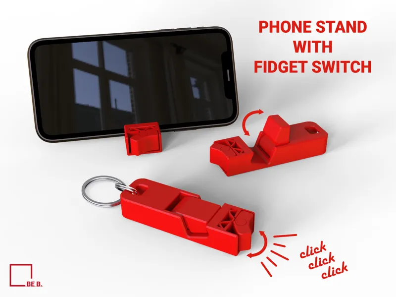 ClickStand Phone Stand and Fidget Clicker Keychain