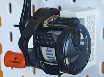 IKEA Square Hole Pegboard Fishing Reel Display Rack