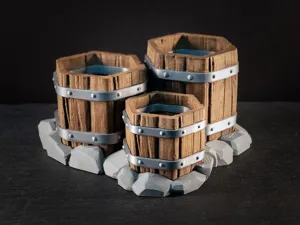Hunter’s Desk Organizer – Wooden Barrels on Stone