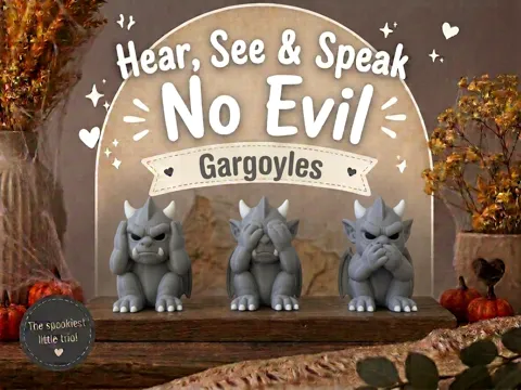 Modelo para impresión 3D: Hear, See & Speak No Evil Gargoyles — referencia de MakerWorld