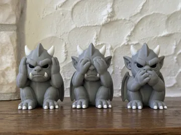 Modelo para impresión 3D: Hear, See & Speak No Evil Gargoyles — vista de referencia 3