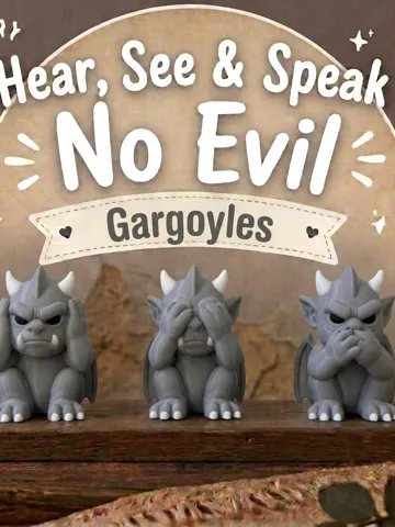 Modelo para impresión 3D: Hear, See & Speak No Evil Gargoyles — vista de referencia 2
