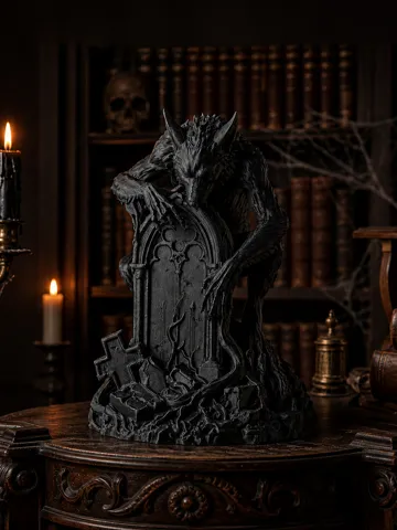 Figura decorativa: Graveyard Werewolf Sculpture in Dark Gothic Style — vista de referencia 2