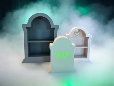 REST IN PIECES Tombstone Display Shelf