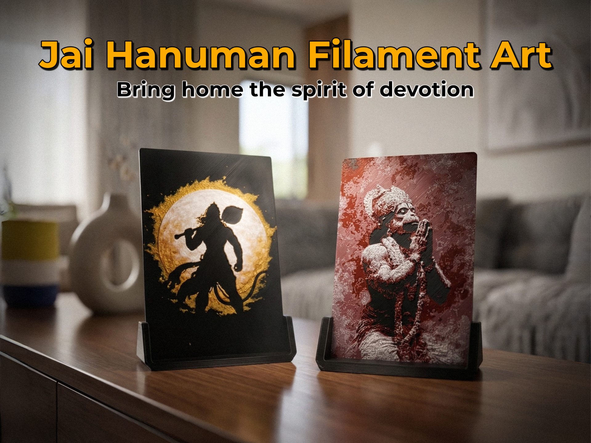 Divine Strength: Lord Hanuman Filament Art