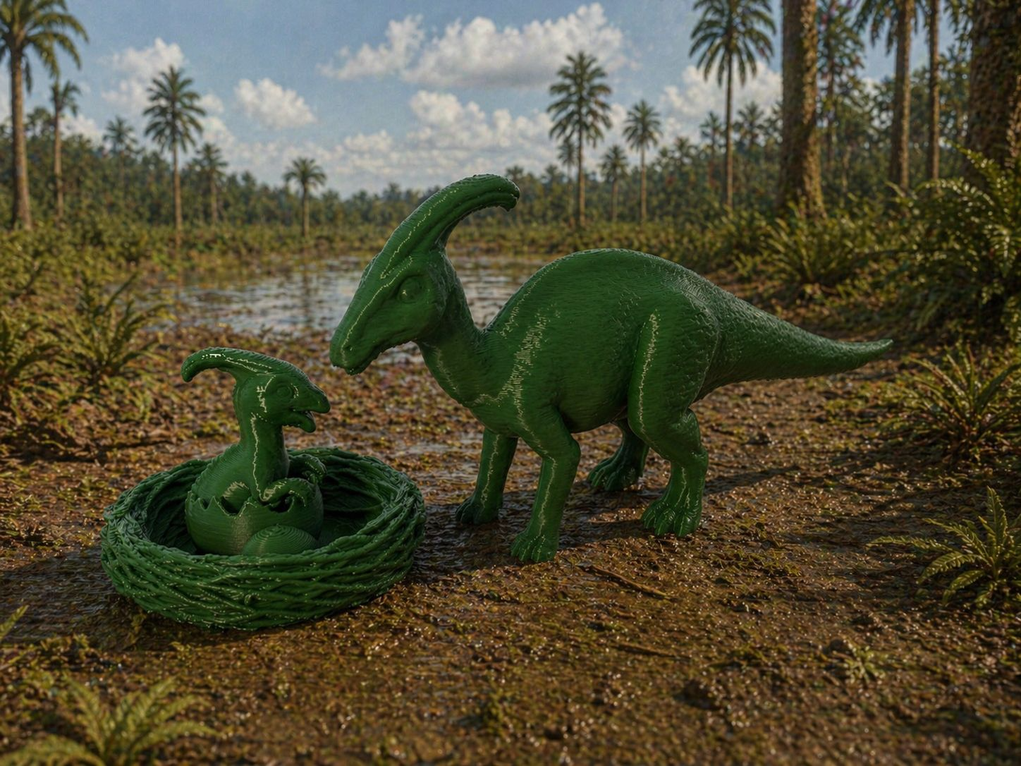 Baby Parasaurolophus in Nest – Cute Dinosaur 