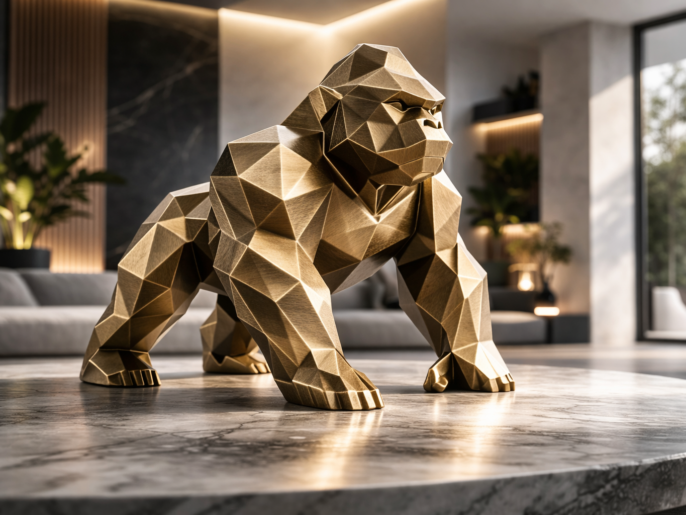 Gorilla Sculpture – Modern Geometric Home Decor