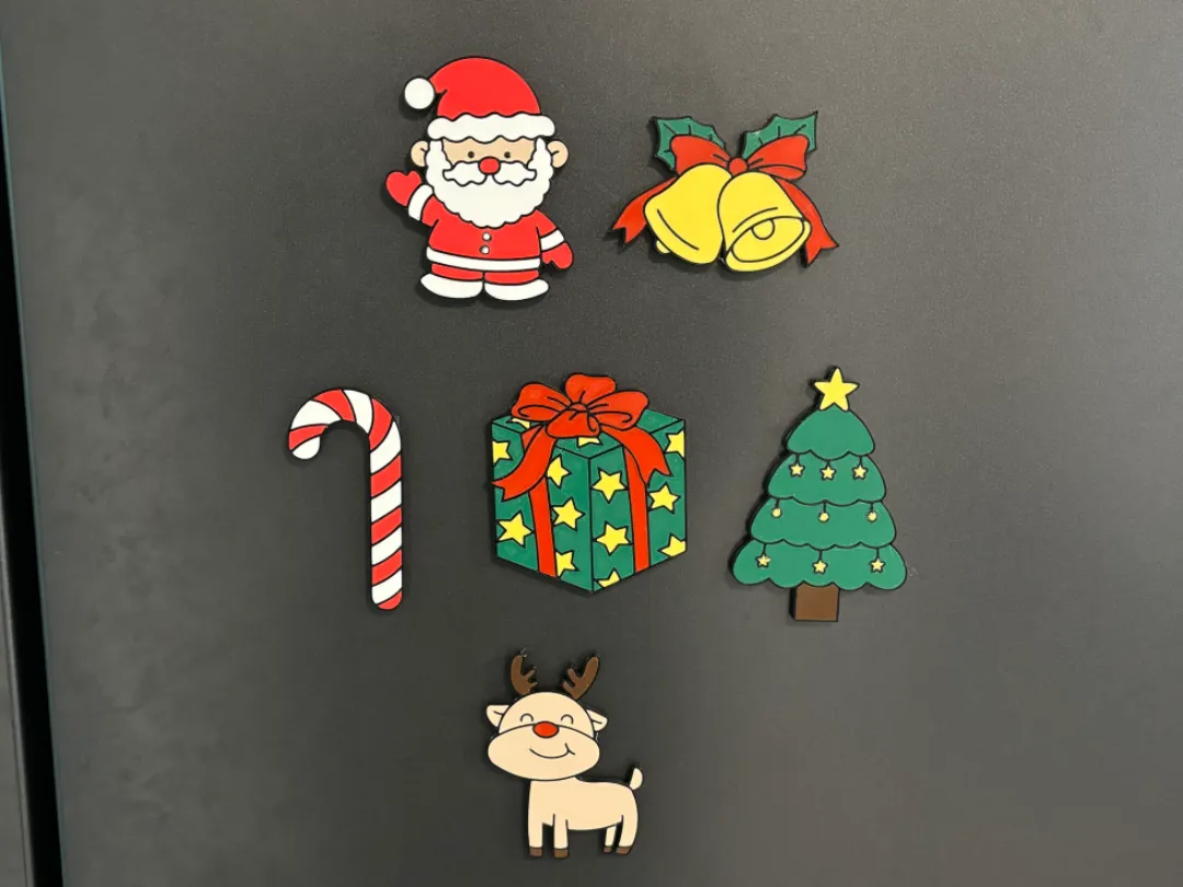 Christmas themed refrigerator magnets - Santa Claus, Christmas tree ...