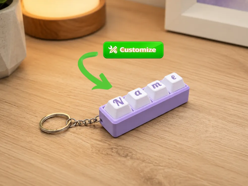 Llavero: Customizable Name Clicker – MX Switch Keychain. Referencia del modelo original.