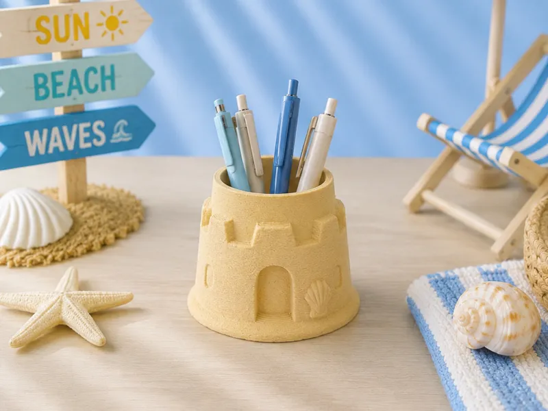 Sandcastle organizer pen holder