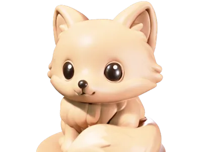 Cute Mini Fox – Support-Free - paintable