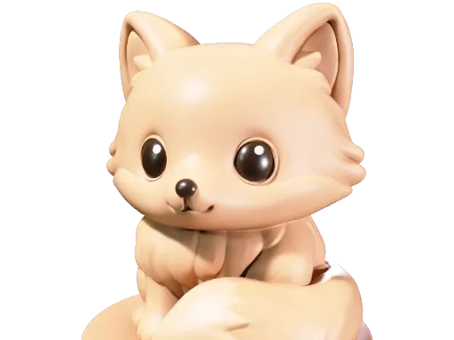 Cute Mini Fox – Support-Free - paintable