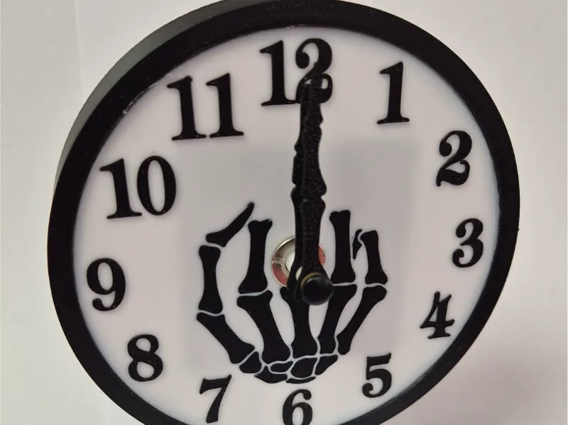 Simple Desk Clock - Skeleton Middlefinger