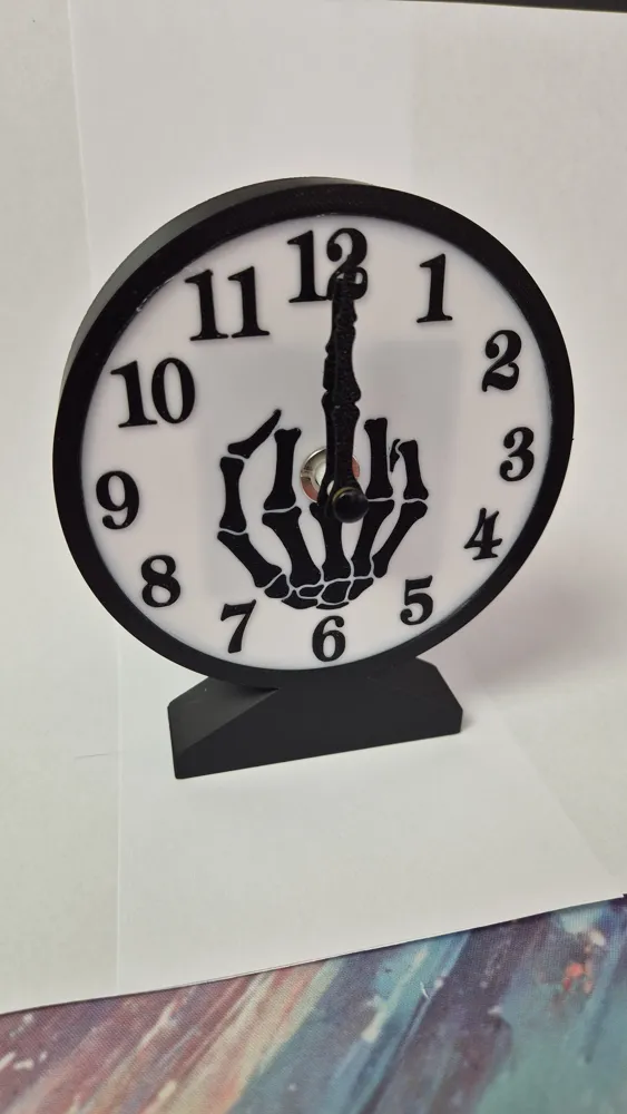 Simple Desk Clock - Skeleton Middlefinger by Zodiac - MakerWorld