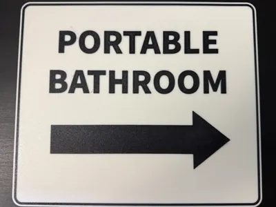 Portable Bathroom Sign with Arrow