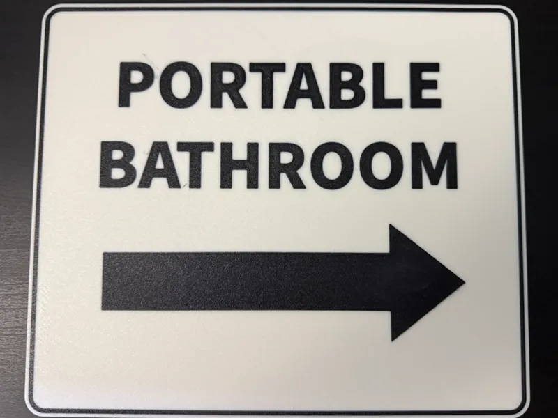 Portable Bathroom Sign with Arrow