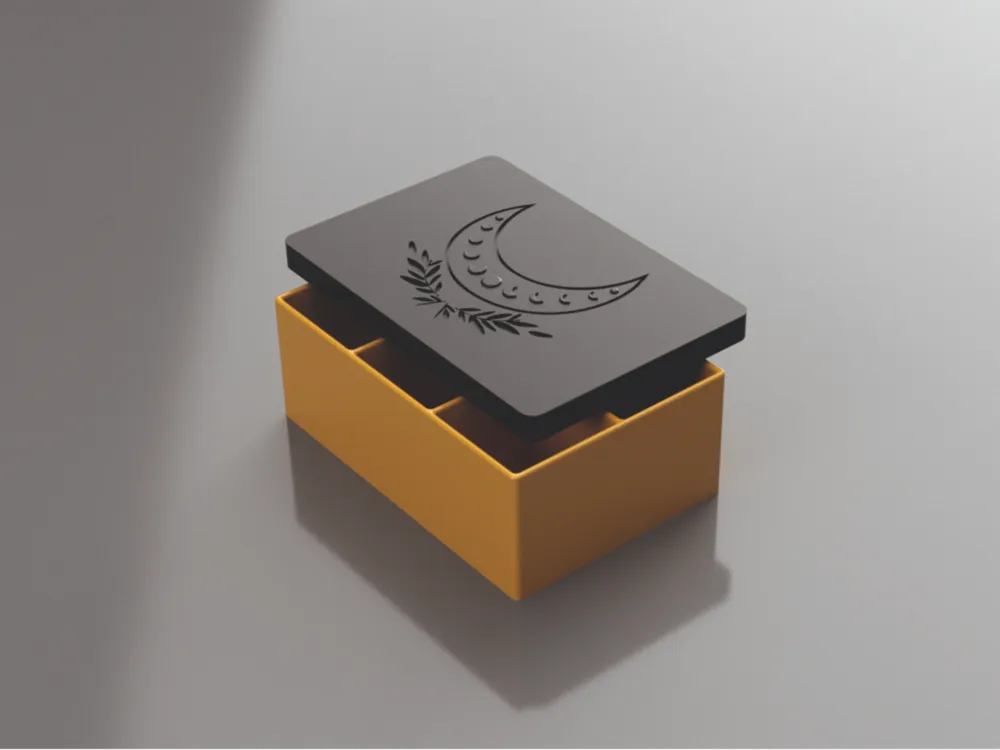 Moon Box Model Simple Small Box with Moon Motif - Free 3D Print Model - MakerWorld