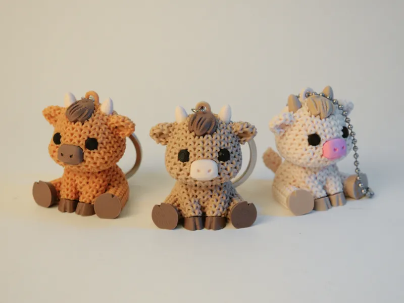 Knitted Cow Keychain