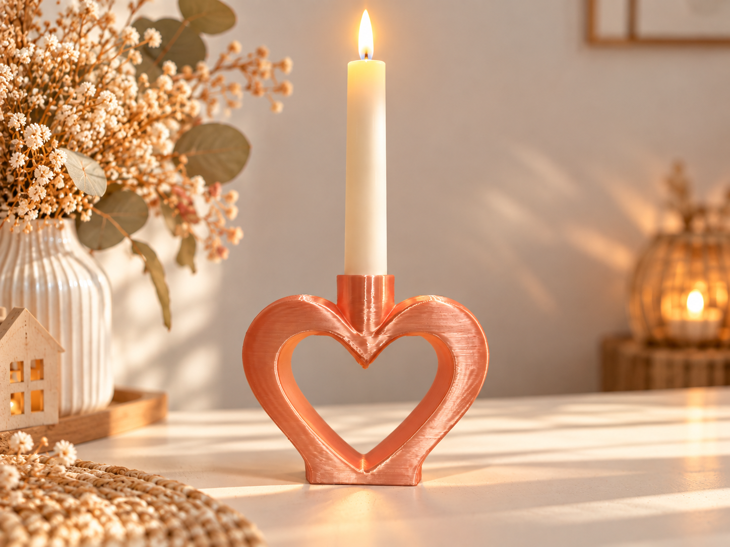 Herz Stabkerzenhalter – romantischer 3D-Druck 3D model