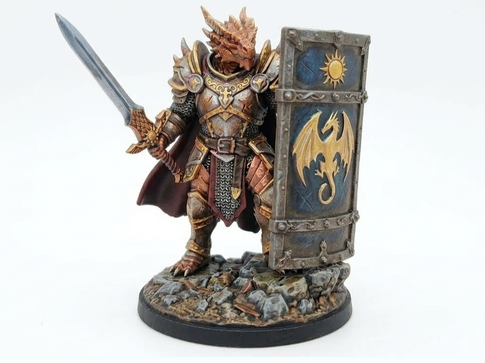 Paladin Dragonborn Male D&D Miniature (48mm)