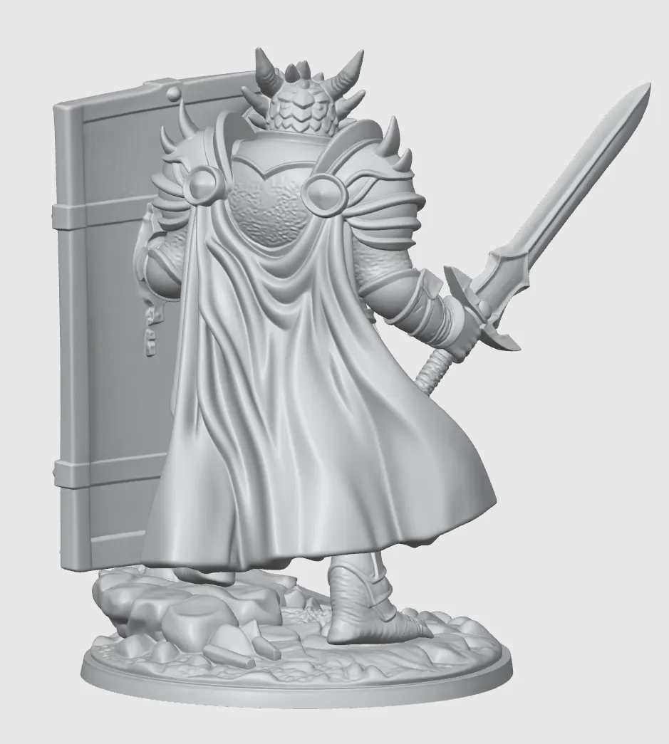 3Dプリント パラディン ドラゴンボーン 男性 D&D ミニチュア (48mm