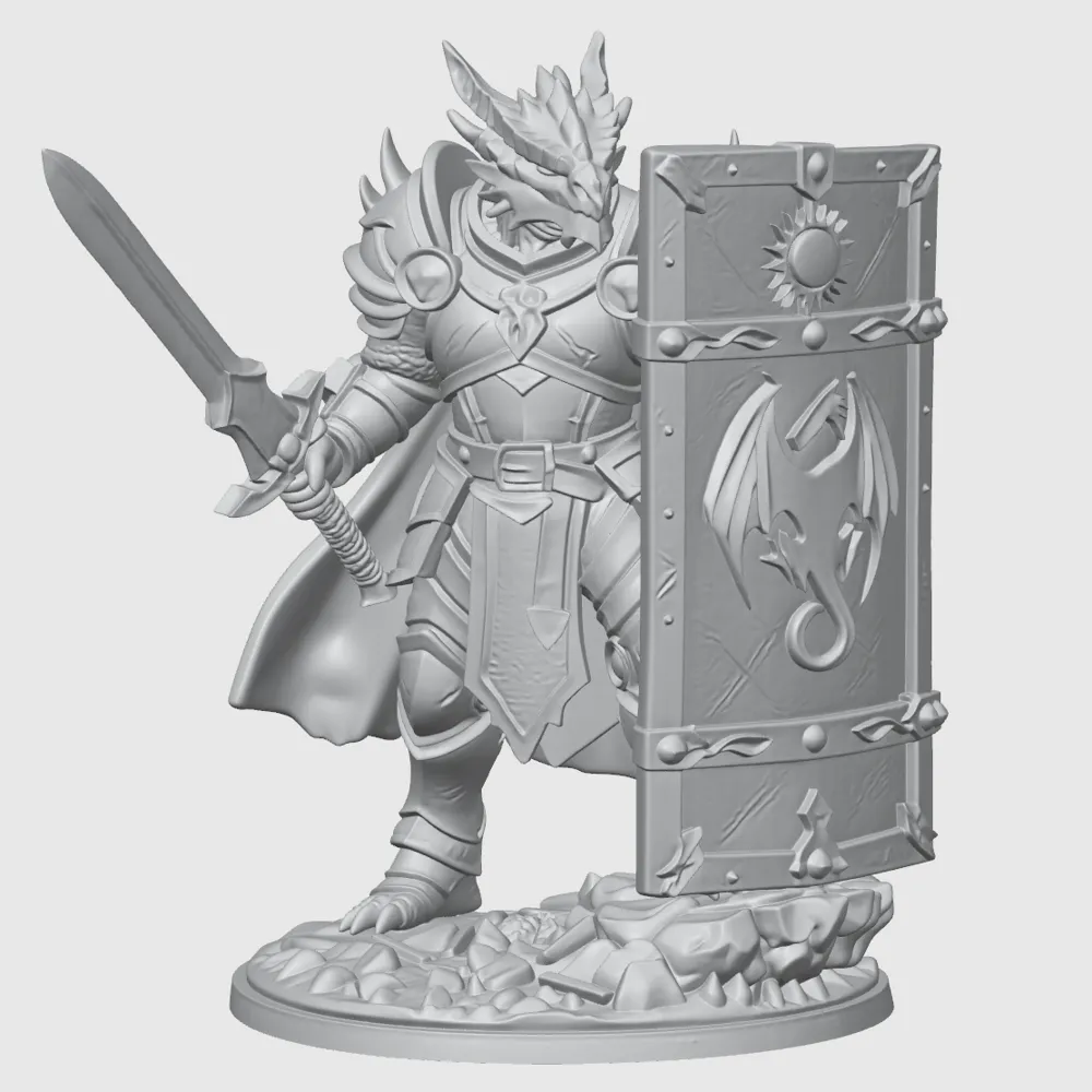 3Dプリント パラディン ドラゴンボーン 男性 D&D ミニチュア (48mm