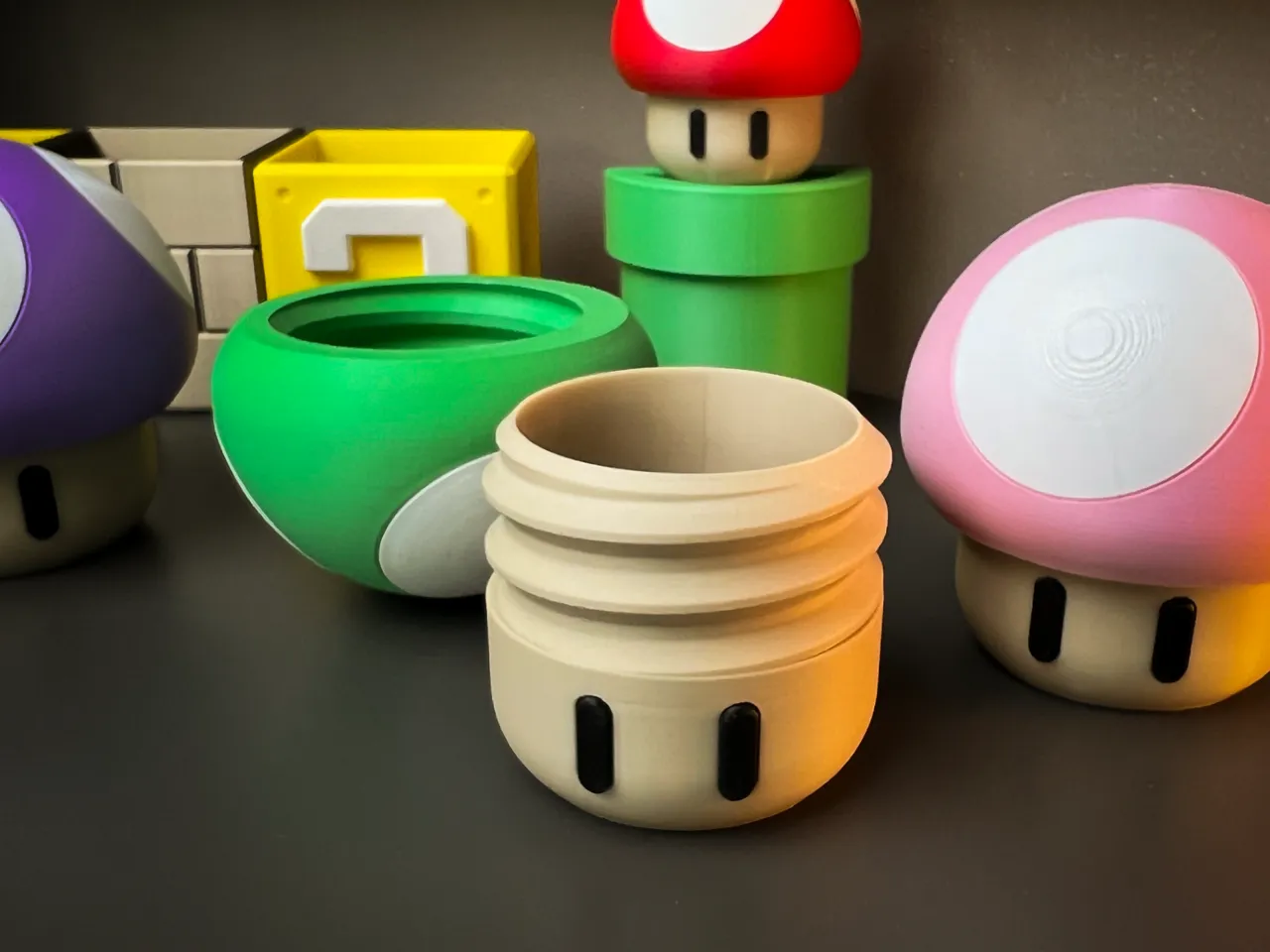 Super Mario 1up mushroom Pilz container box game view 2