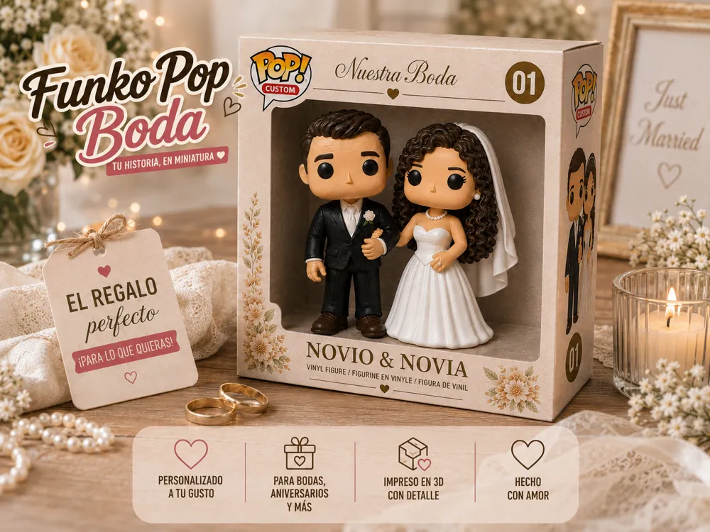 Figura decorativa: Figura Funko Pop Boda (Novia de pelo rizado). Referencia del modelo original.