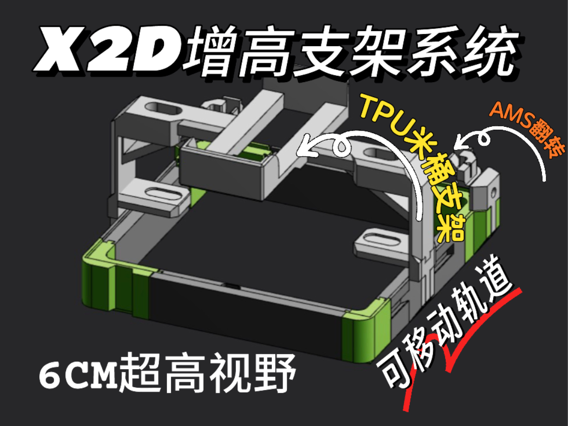 X2D增高系统（带可移动TPU防潮打印支架+AMS翻转）