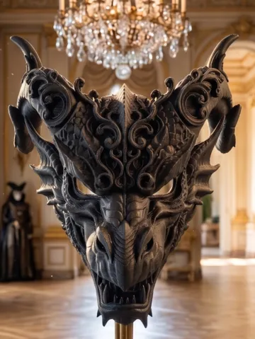 Pieza para disfraz o exhibición: Angry Dragon Baroque Masquerade Mask — vista de referencia 2