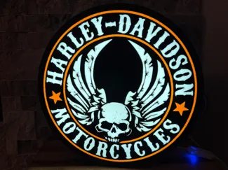 Harley Davidon Skull and Wings Lightbox