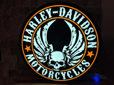 Harley Davidon Skull and Wings Lightbox
