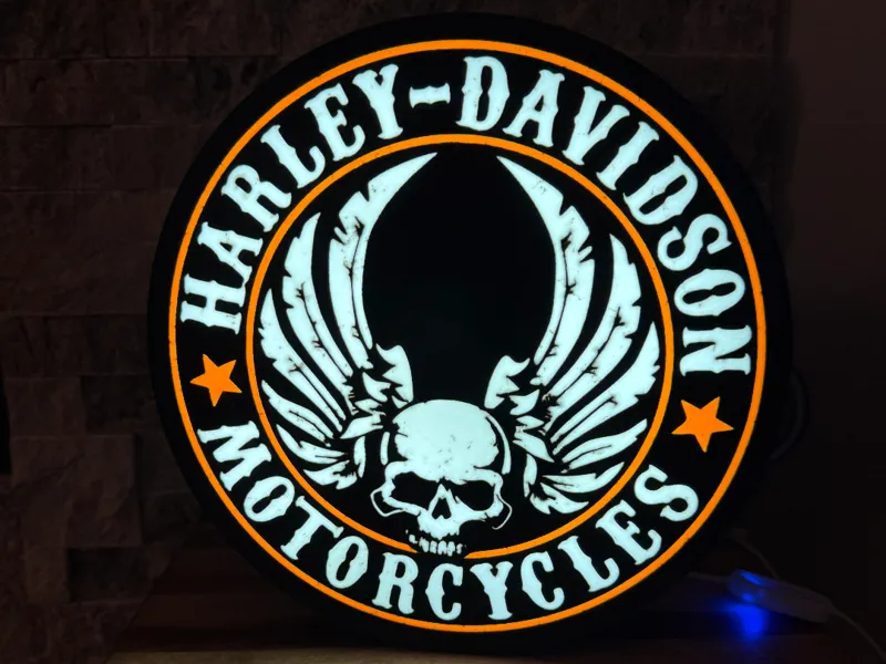 Harley Davidon Skull and Wings Lightbox