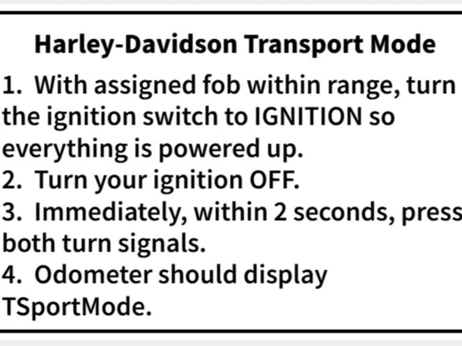 Harley-Davidson Transport Mode Card