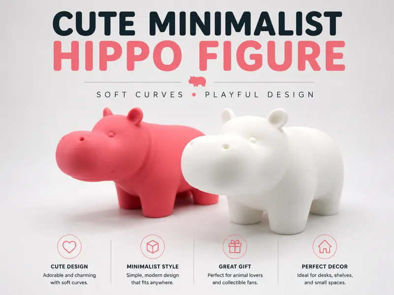 Cute Minimalist Hippo Figure