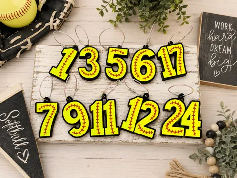 Modelo para impresión 3D: Softball Number Bagtags — referencia de MakerWorld