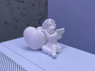 angel leaning on the heart