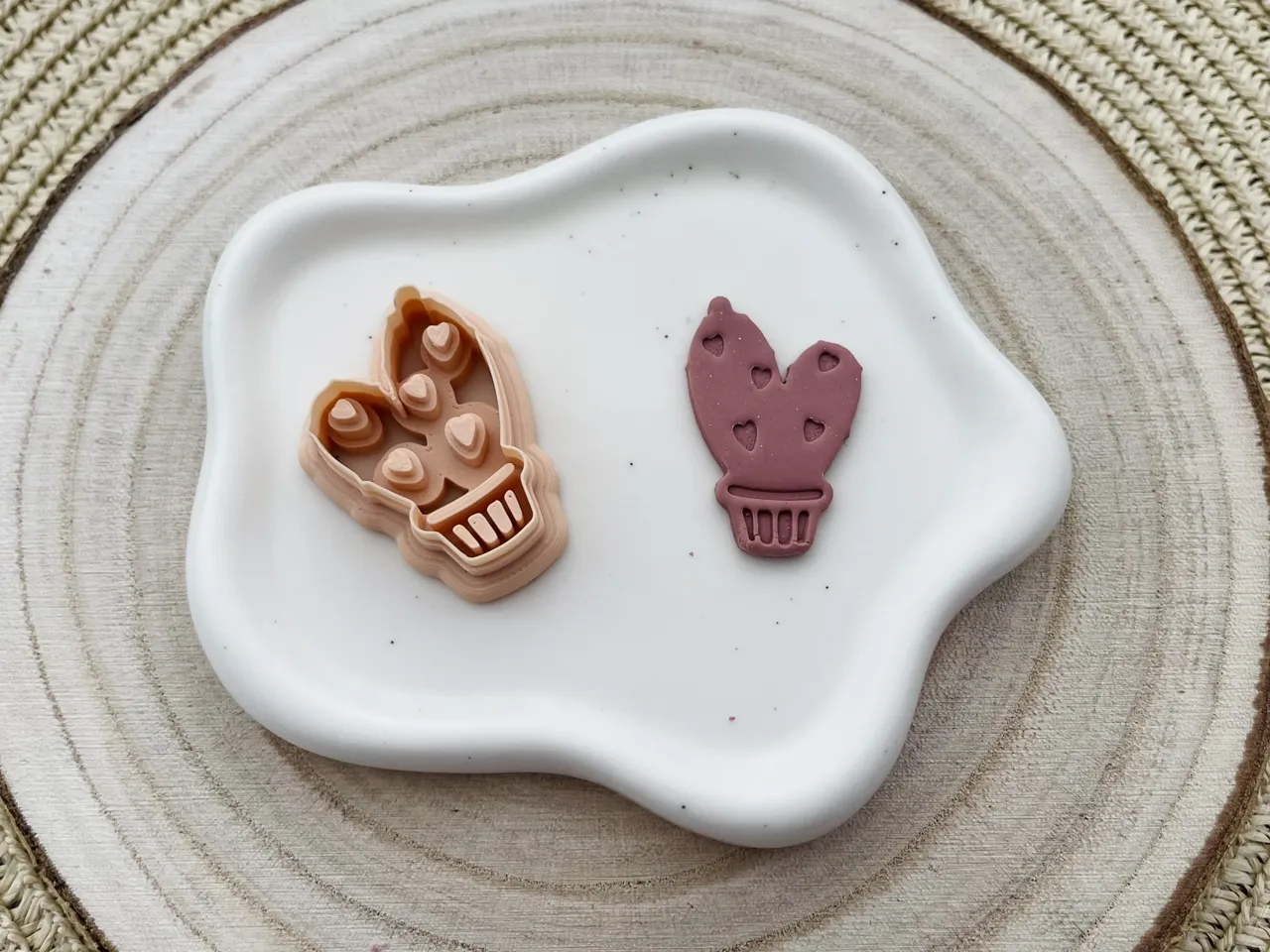 Cactus Pot Polymer Clay Earrings Cutter view 2