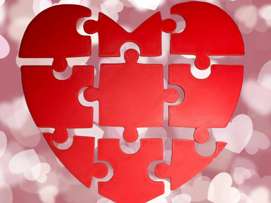 Puzzleherz aus 9 Teilen – dekoratives Herzmotiv  