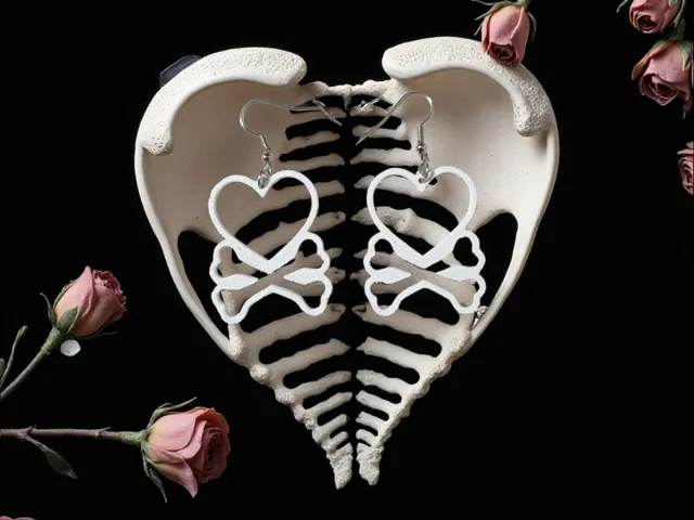 Heart bones earrings