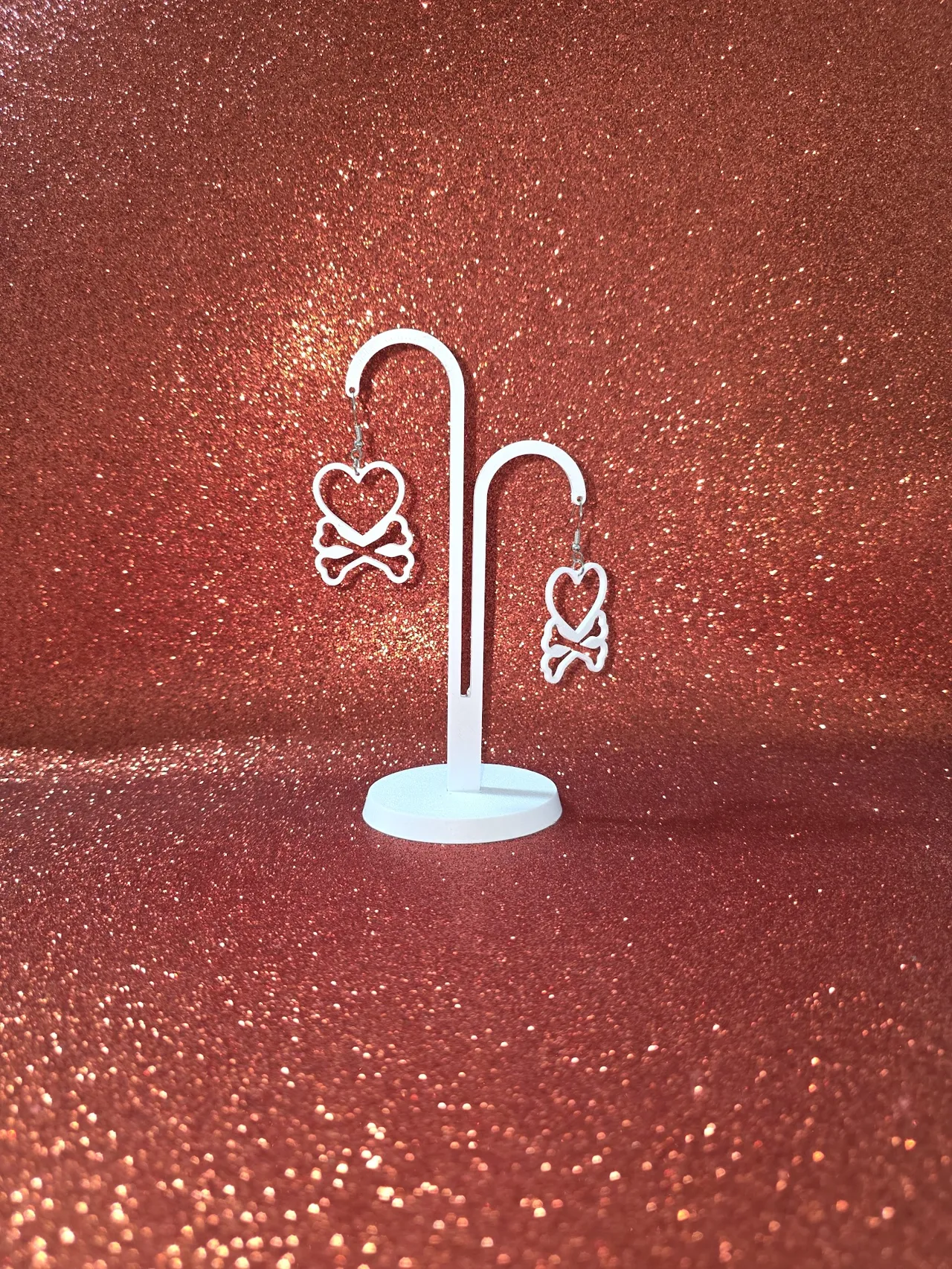 Heart bones earrings view 3