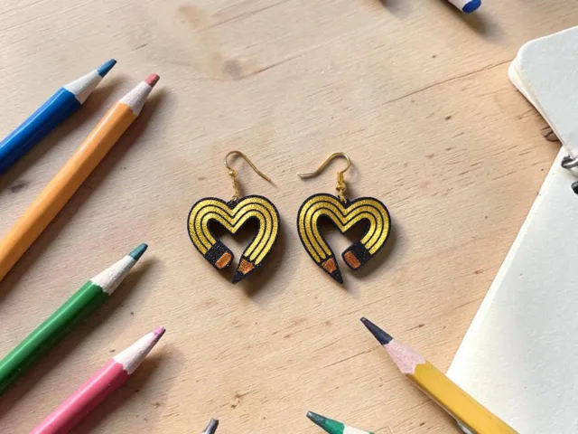 Pencil heart earrings
